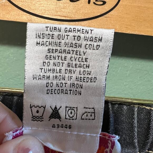 Quacker Factory Black Sequin Hearts Chain Denim Jeans Large Vintage - Picture 5 of 7